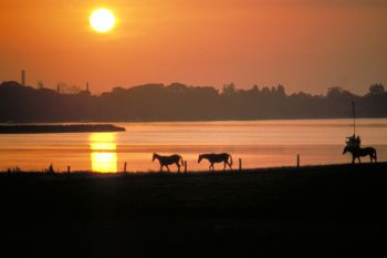 Familienurlaub Ostfriesland Sonnenuntergang am Meer